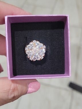 Crystal Cluster Gold-Tone Floral Ring